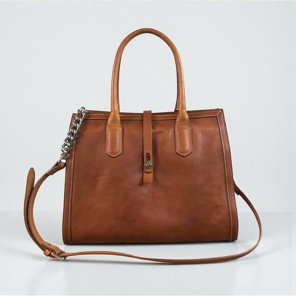 CAVALCANTI Italian Designer Leather Satchel Shoulder Bag Brown Luxury Timeless - Picture 1 of 14